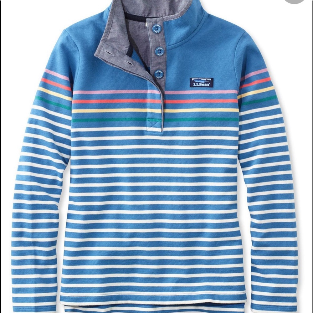 LL Bean Blue Vintage Striped Rugby Shirt